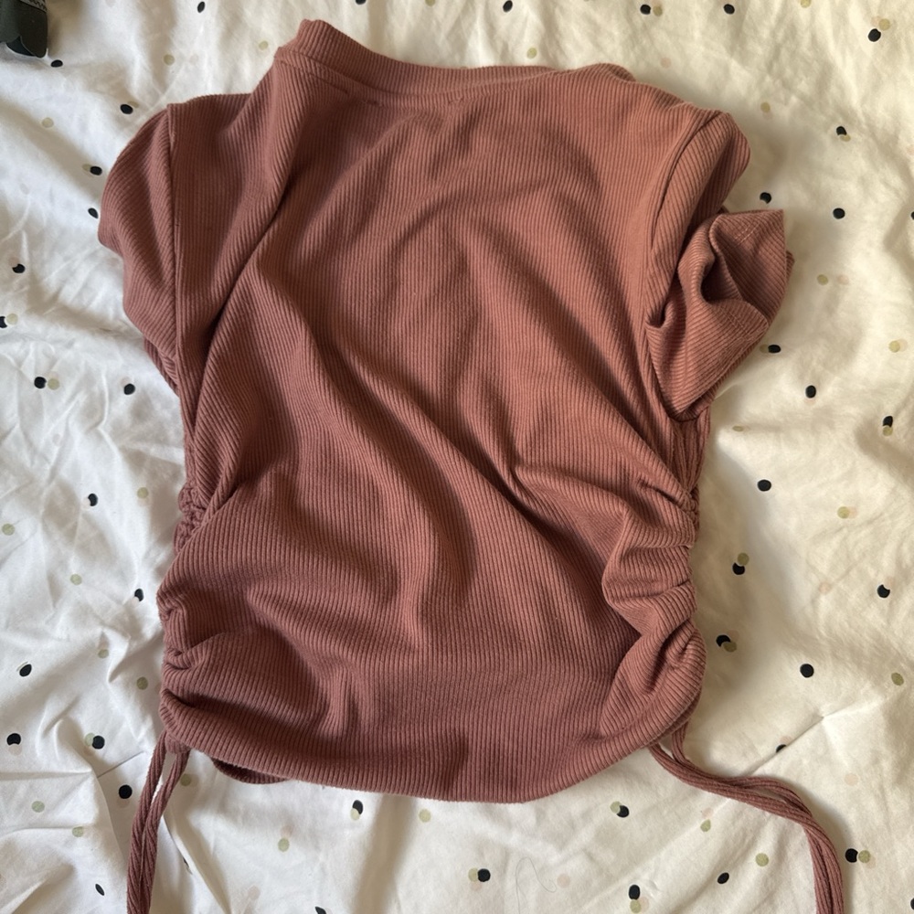 Zara Brown Ruched Short Sleeve Bodysuit